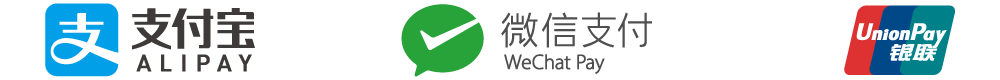 Alipay, WeChat Pay, and UnionPay logos