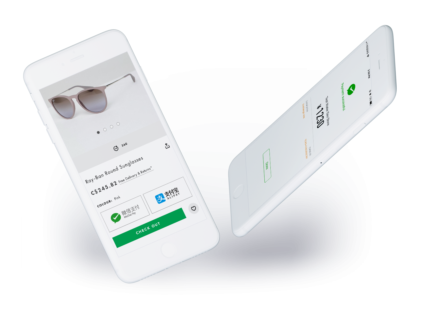 Mobile checkout page with Alipay and WeChat Pay